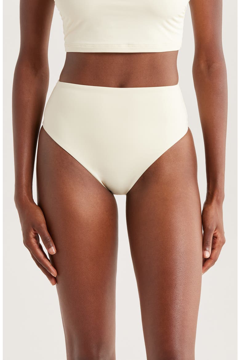 Poppy High Waist Bikini Bottoms, Main, color, PORCELAIN