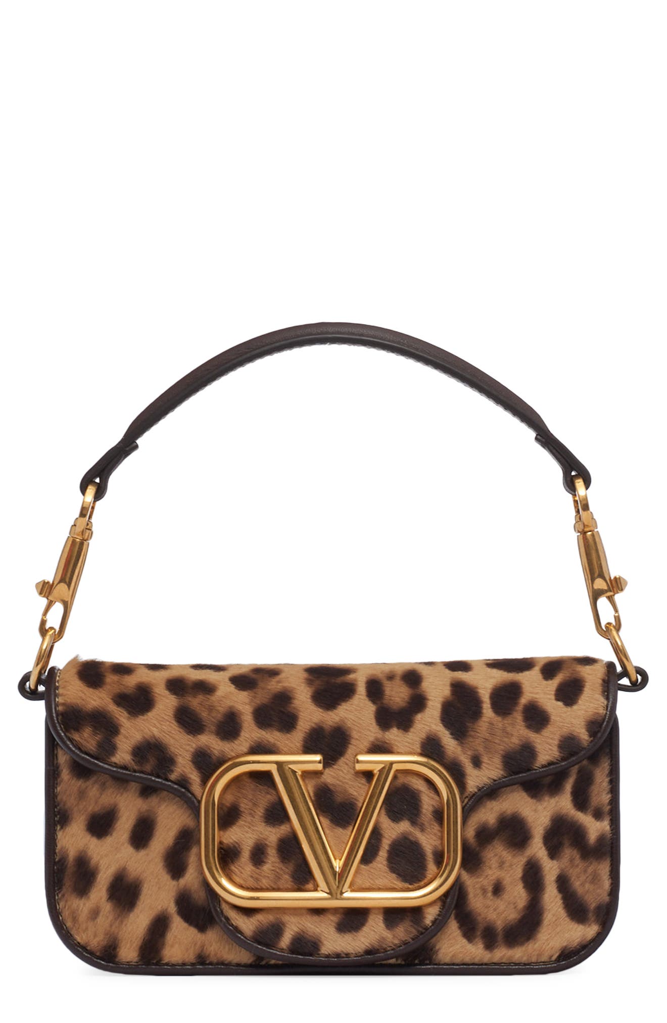 Valentino Garavani Locò Leopard Print Genuine Calf Hair Shoulder Bag, Main, color, 