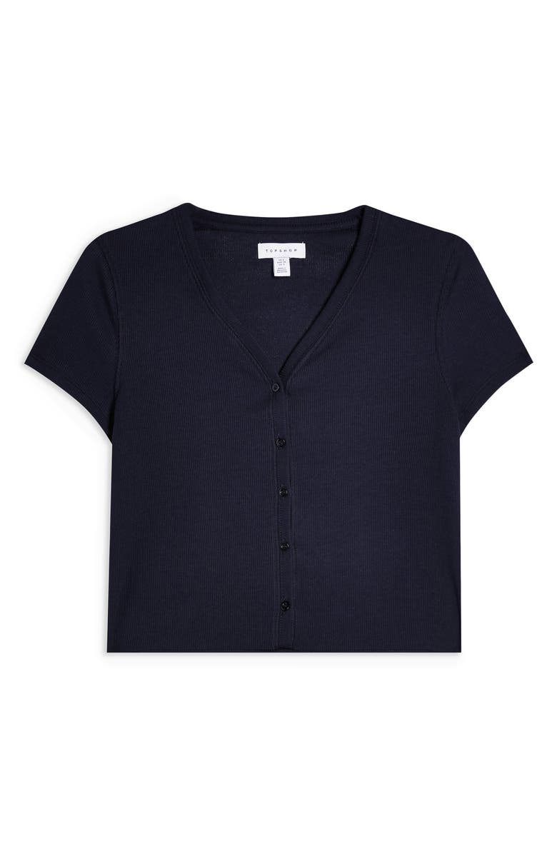 Topshop Button-Up Ribbed Tee, Alternate, color, 