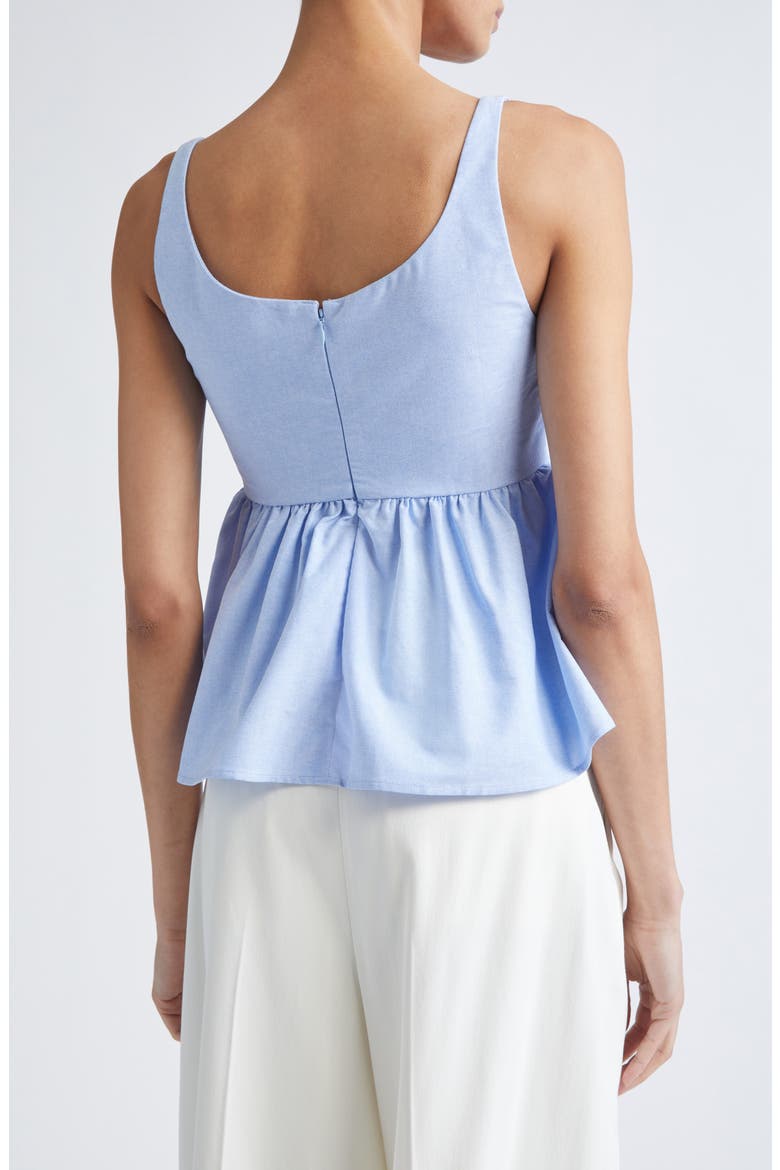 3D Flower Sleeveless Organic Cotton Peplum Top, Alternate, color, BRUNNERA BLUE