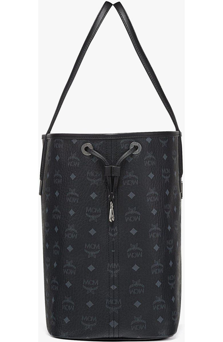 MCM Large Reversible Liz Shopper in Visetos, Alternate, color, Black