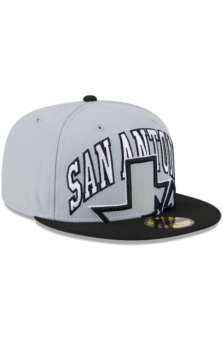 New Era Men's New Era Gray/Black San Antonio Spurs Tip-Off Two-Tone 59FIFTY Fitted Hat, Alternate, color, 