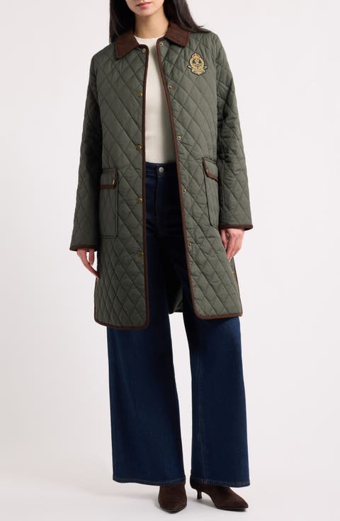 Crested Diamond Quilted Coat