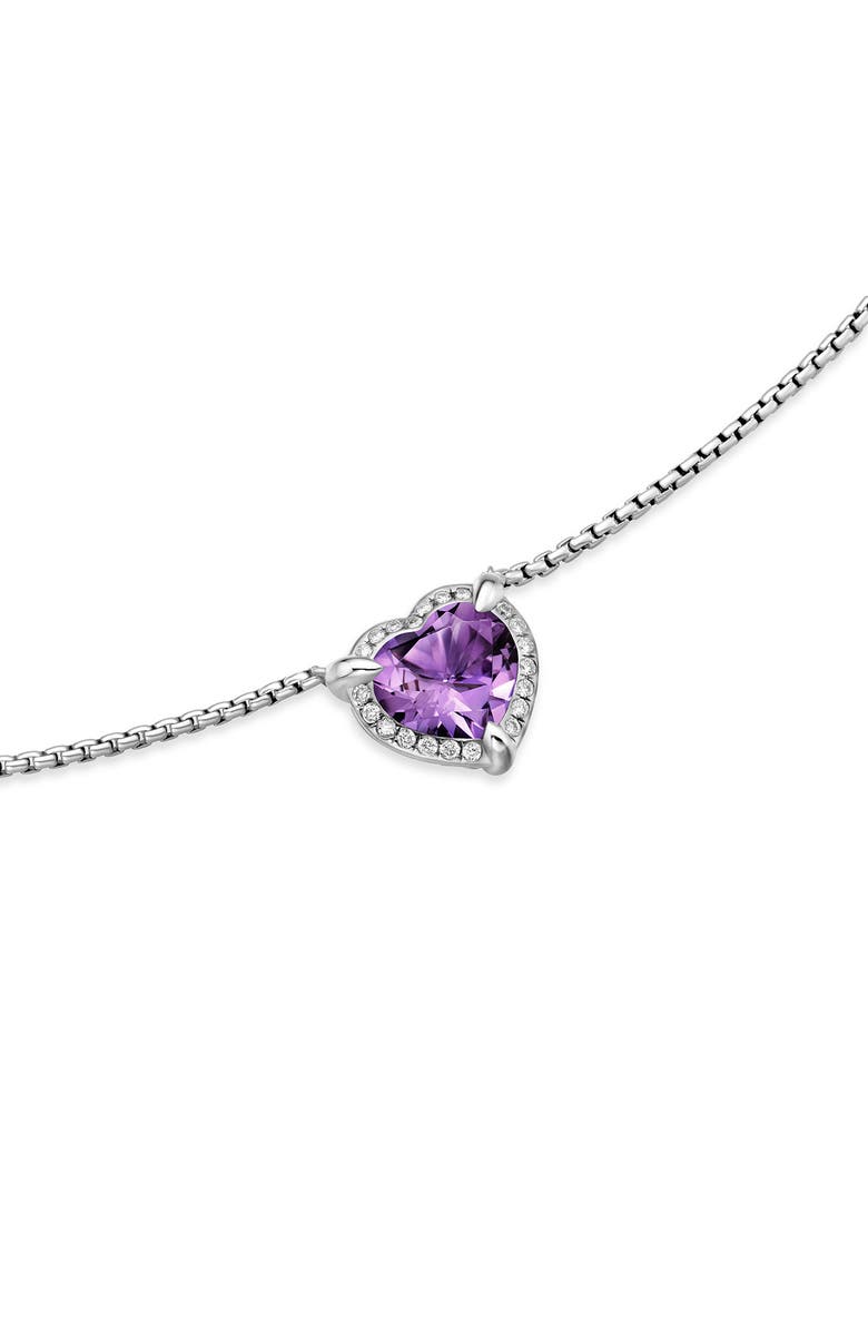 David Yurman Chatelaine<sup>®</sup> Heart Pendant Necklace in Sterling Silver with Amethyst and Pavé Diamonds, Alternate, color, 