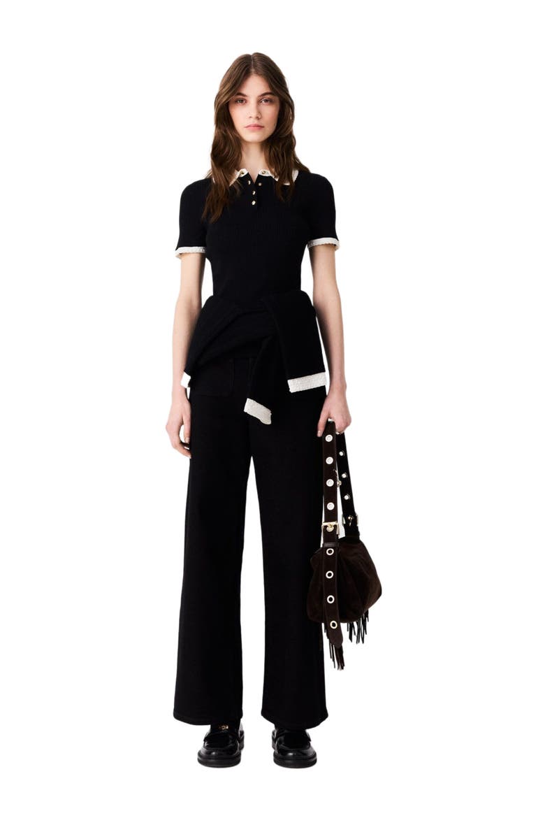 Short-sleeved polo shirt, Main, color, Black