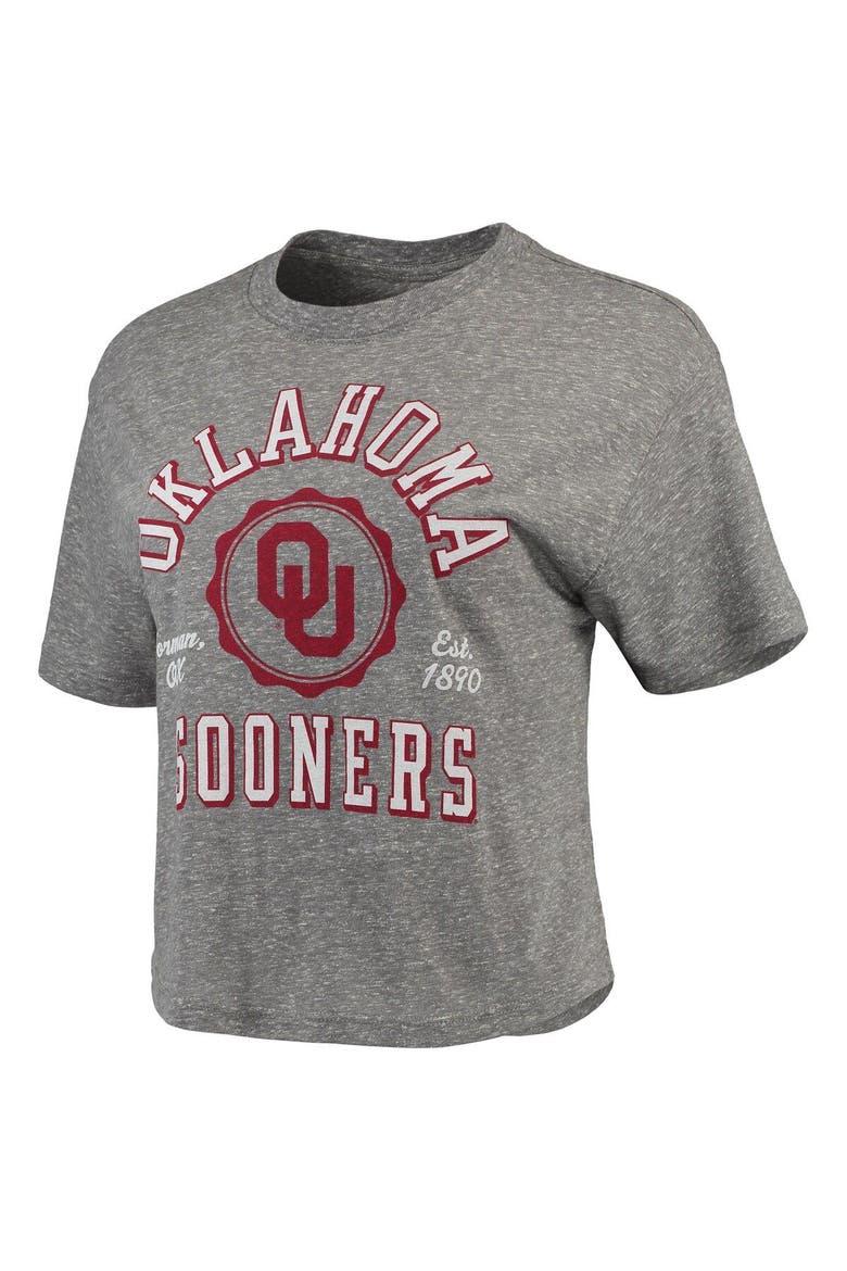 Women's Pressbox Gray Oklahoma Sooners Bishop Tri-Blend Knobi Crop T-Shirt, Alternate, color, Gray