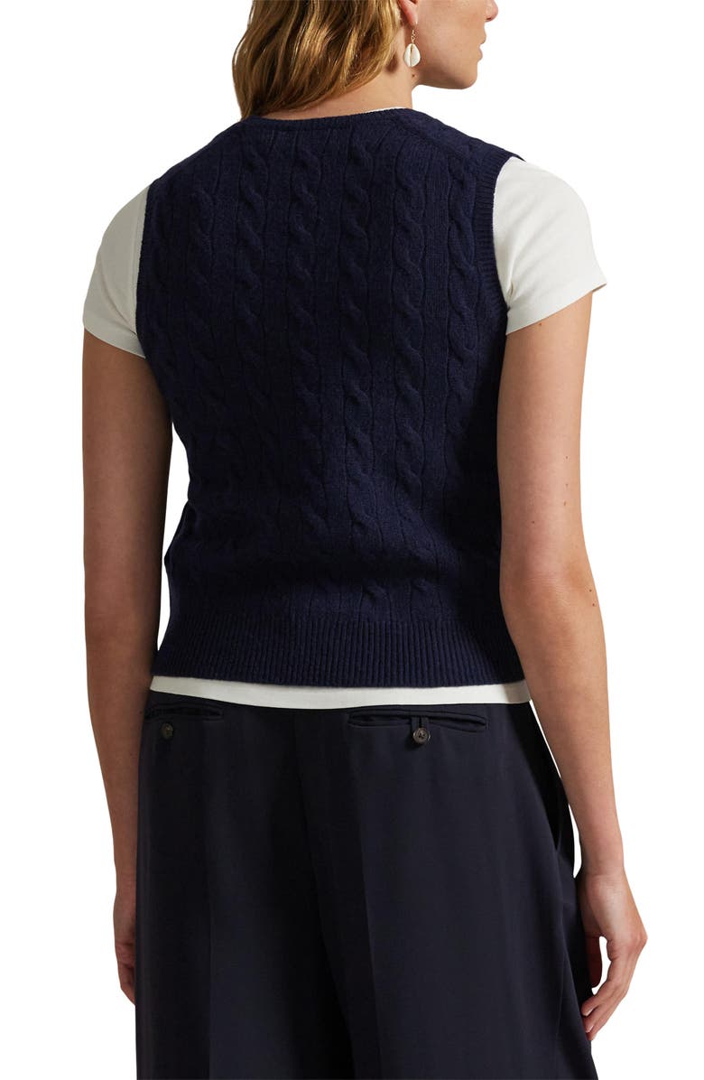 Polo Ralph Lauren Wool & Cashmere Cable Vest, Alternate, color, Hunter Navy