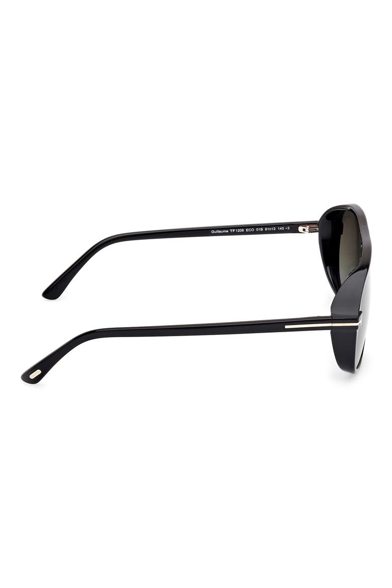 Guillaume 61mm Gradient Pilot Sunglasses, Alternate, color, SHINY BLACK ECO / SMOKE LENSES