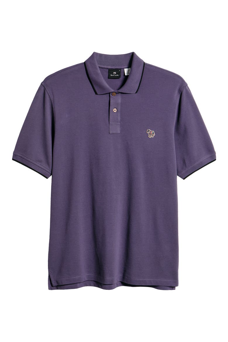 Zebra Organic Cotton Piqué Polo, Alternate, color, DARK VIOLET