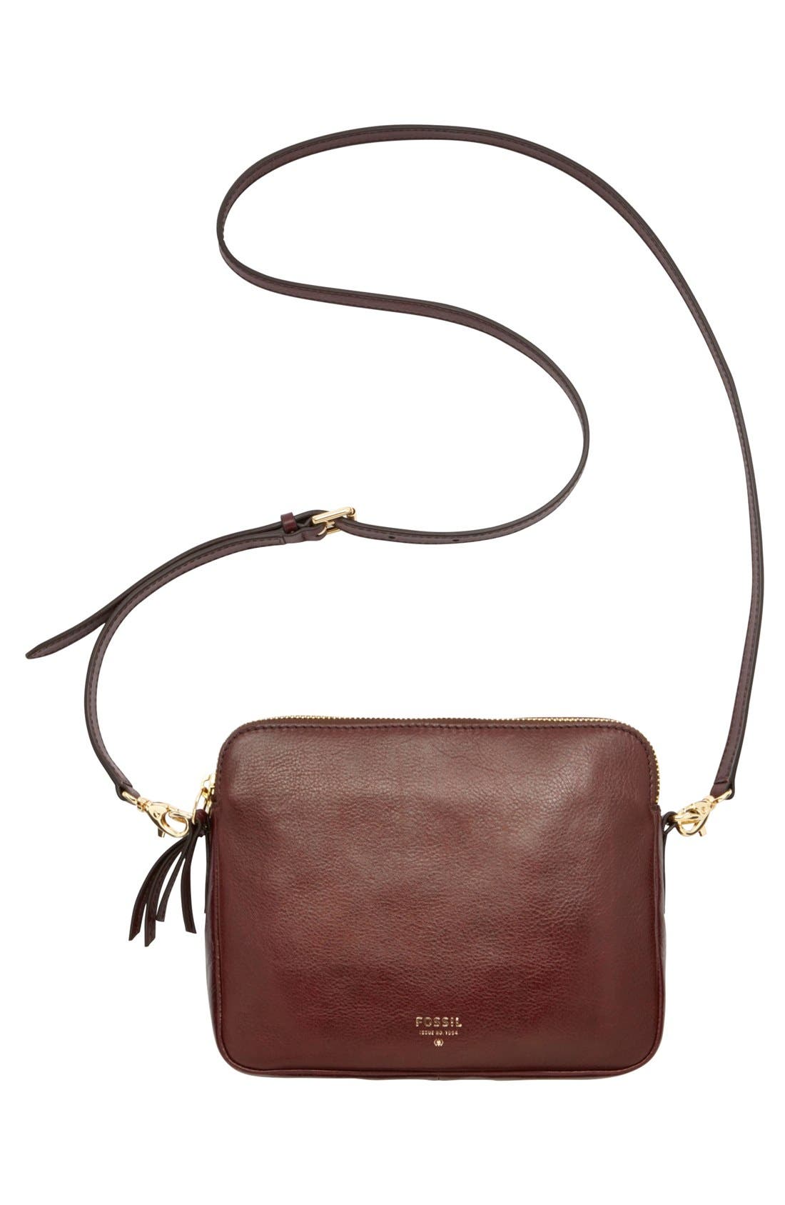 'Sydney' Leather Crossbody Bag, Alternate, color, RAISIN