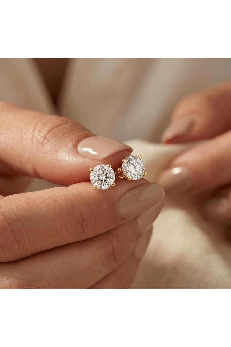 1 ct TDW Diamond Studs 14K Gold Lab Grown Screw Back Earrings, Alternate, color, 14k Yellow Gold