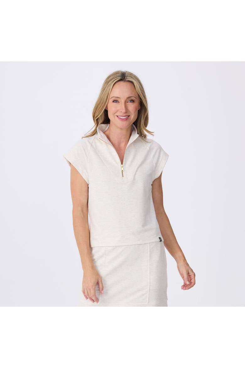 Victoria Half Zip Cap Sleeve Pullover, Main, color, Birch
