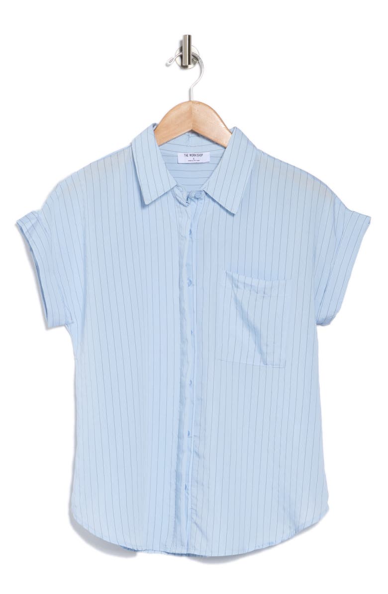 Blu Pepper Pinstripe Woven Top, Alternate, color, Blue