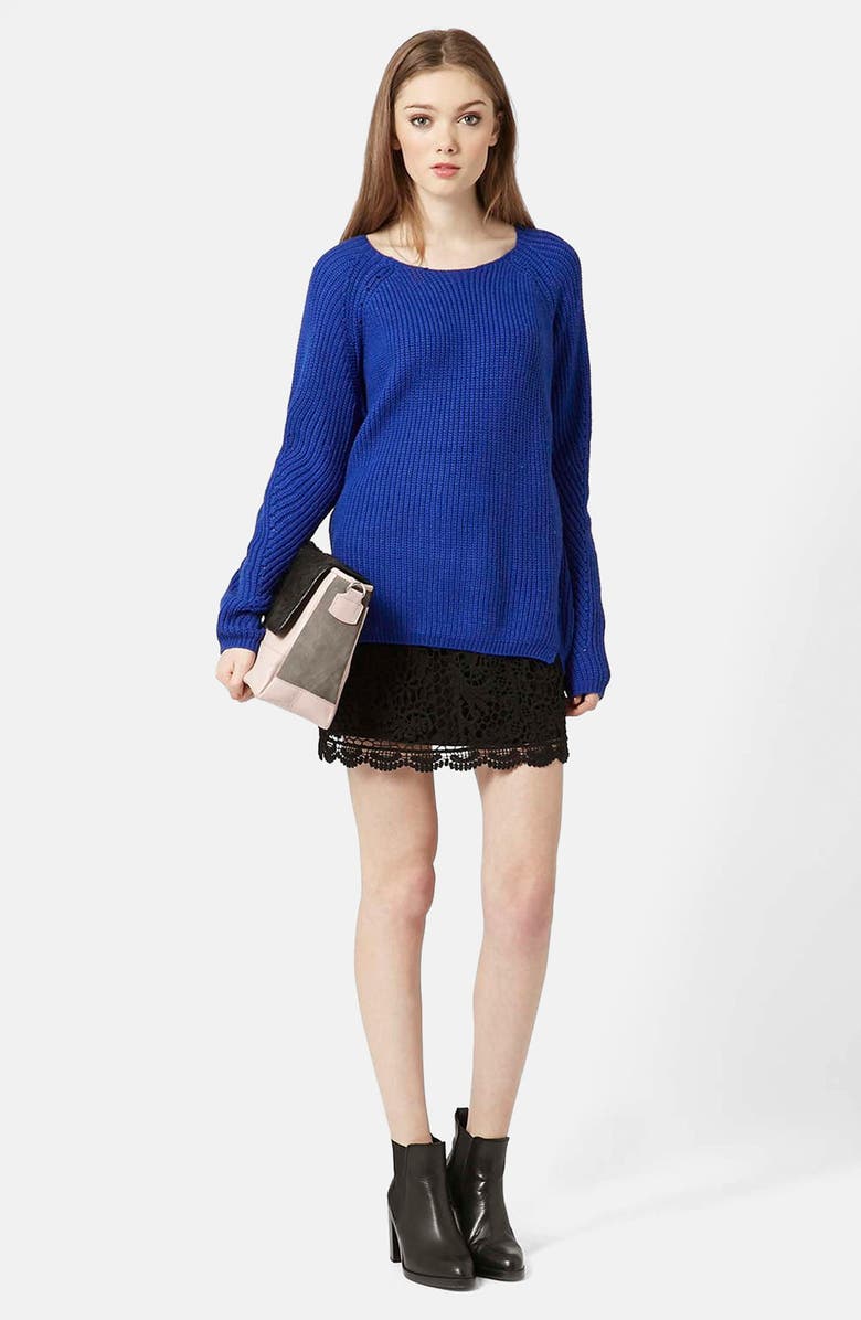 Topshop Crochet Miniskirt, Alternate, color,