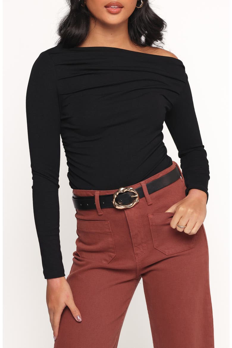 Cer One-Shoulder Knit Top, Main, color, BLACK
