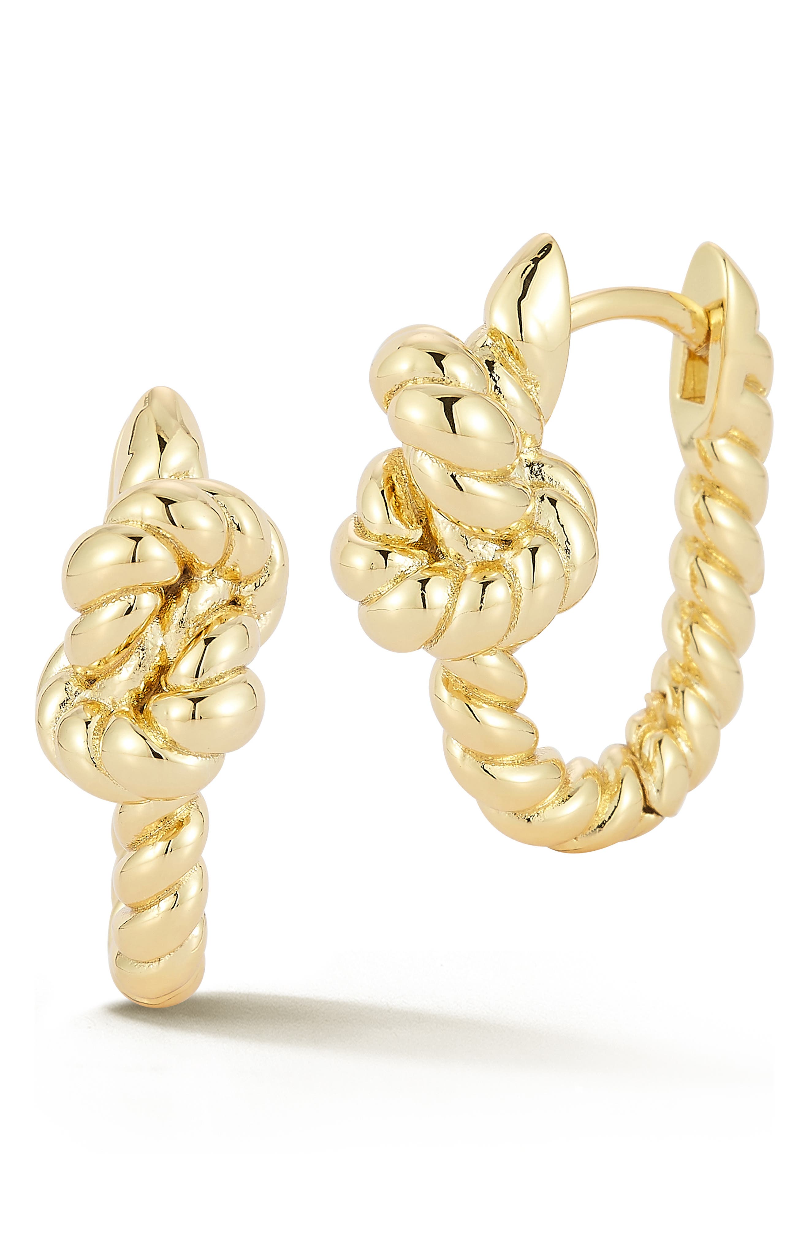 Sphera Milano Twisted Knot Huggie Hoop Earrings In Gold
