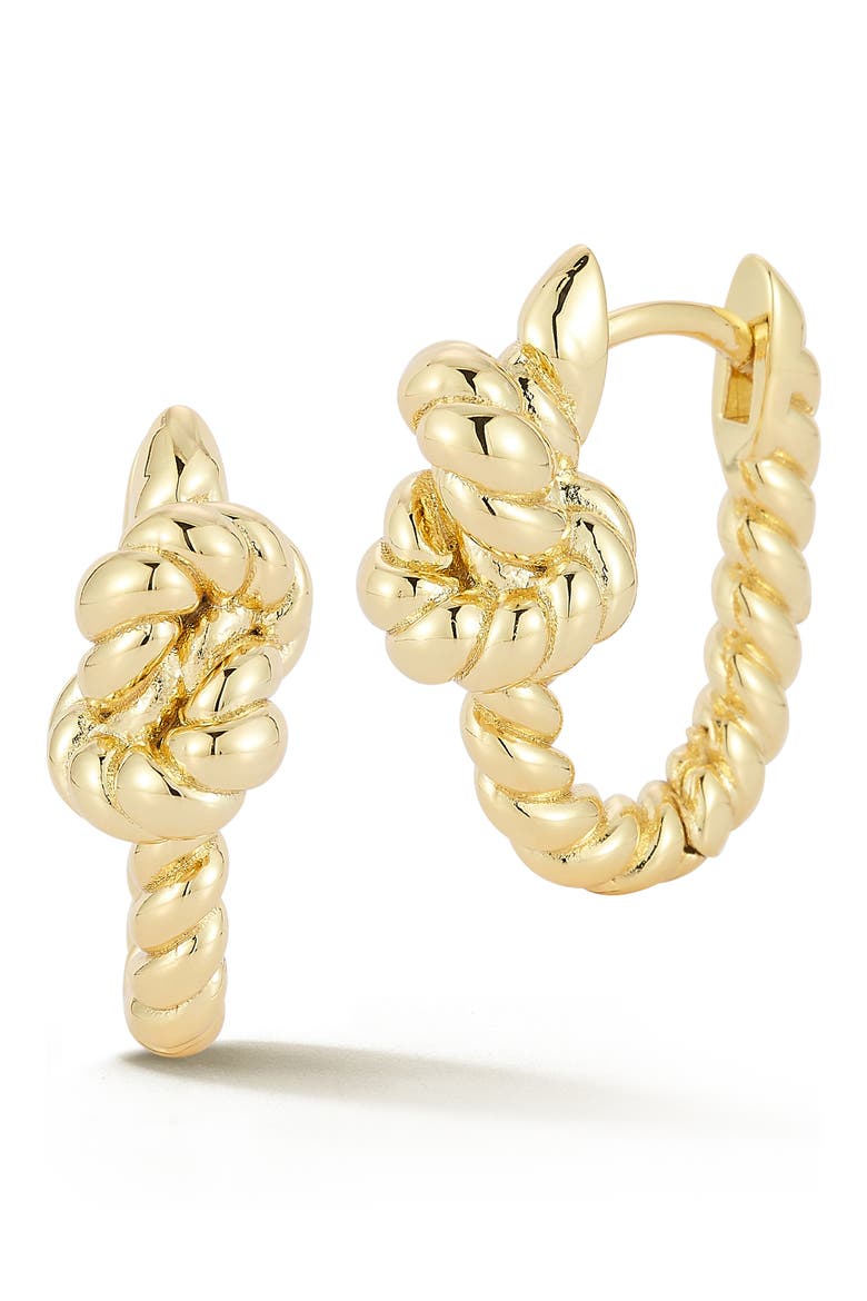 Twisted Knot Huggie Hoop Earrings, Main, color, GOLD