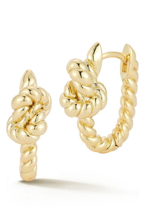 Twisted Knot Huggie Hoop Earrings