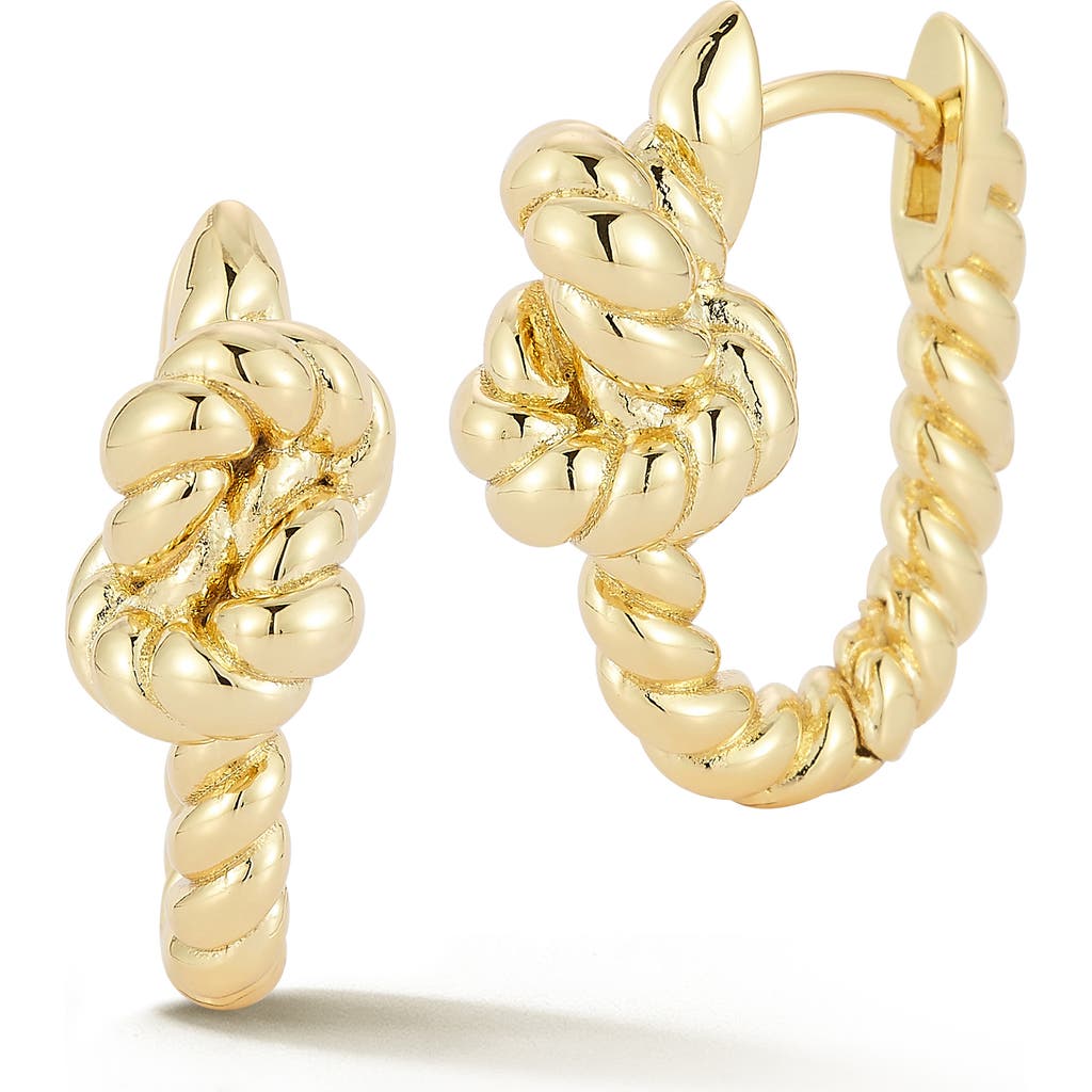 Sphera Milano Twisted Knot Huggie Hoop Earrings In Gold