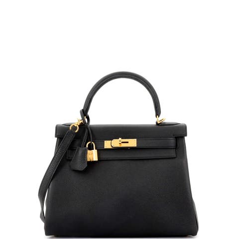 Kelly Handbag Black Togo with Gold Hardware 28