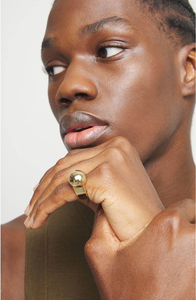 UNODE50 18k gold-plated ring in the shape of a sphere, Alternate, color, Gold