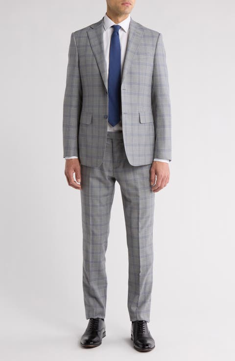 Plaid Grey Wool Blend Suit