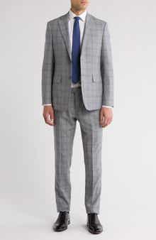 English Laundry Plaid Grey Wool Blend Suit