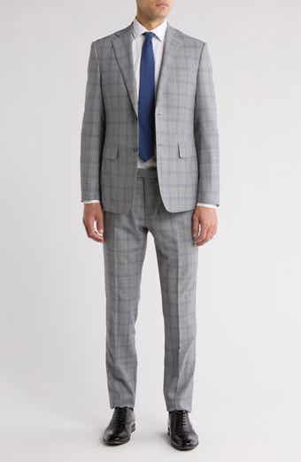 English Laundry Plaid Grey Wool Blend Suit