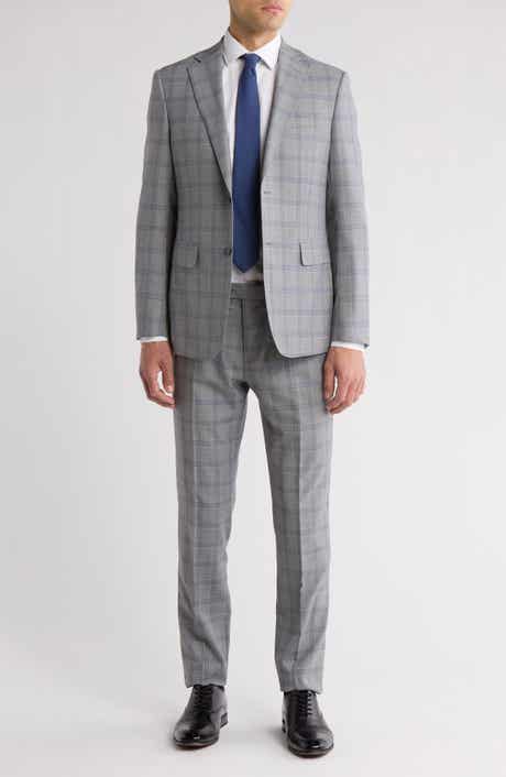 English Laundry Plaid Grey Wool Blend Suit