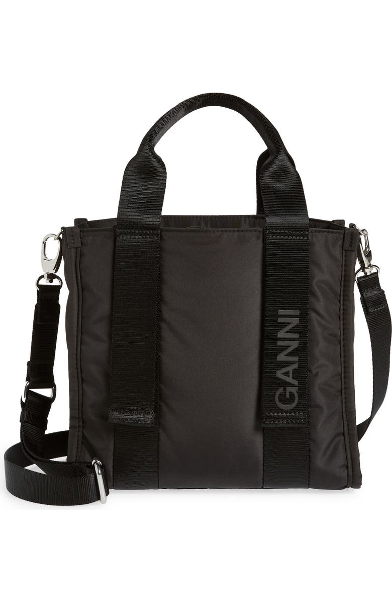 Ganni Small Recycled Polyester Tote, Main, color,