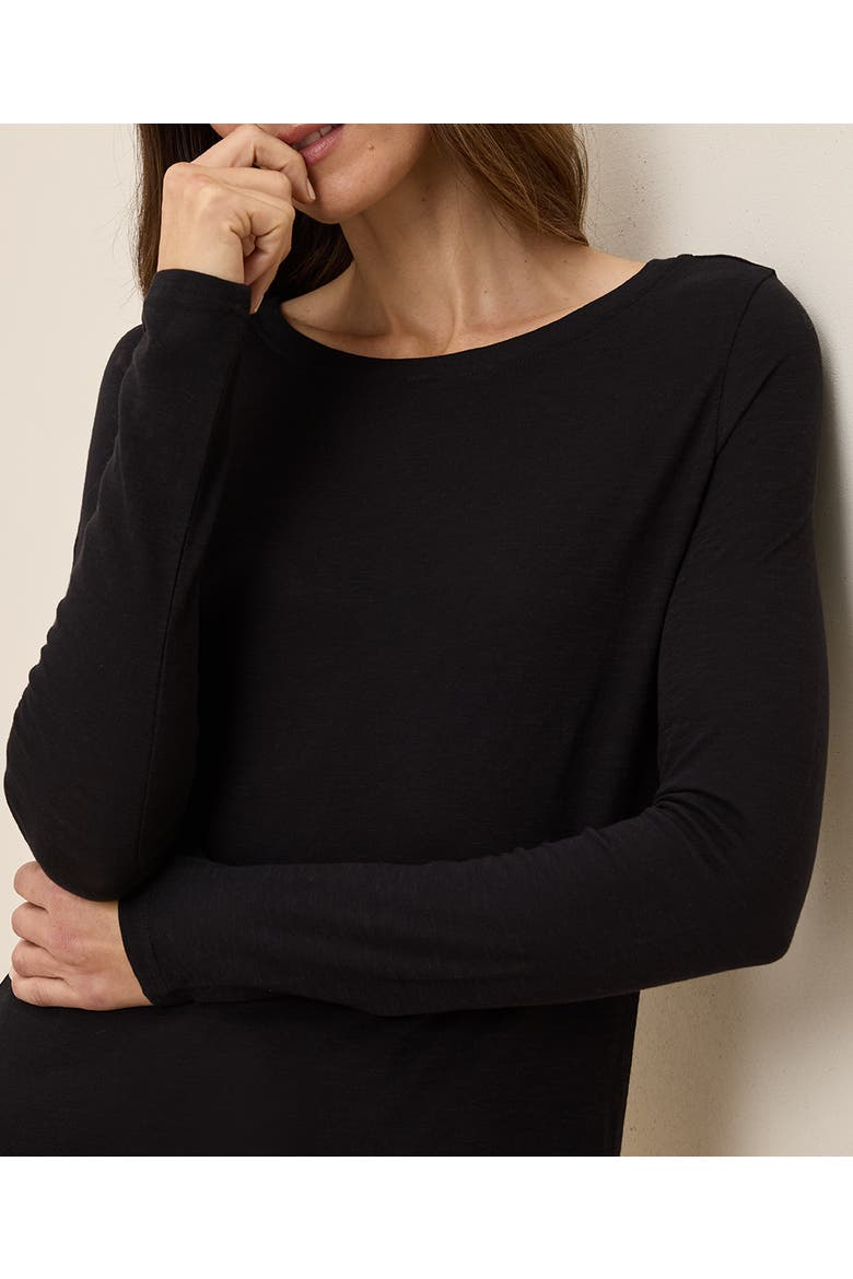 Organic Cotton Featherweight Slub Long Sleeve Tee, Alternate, color, Black
