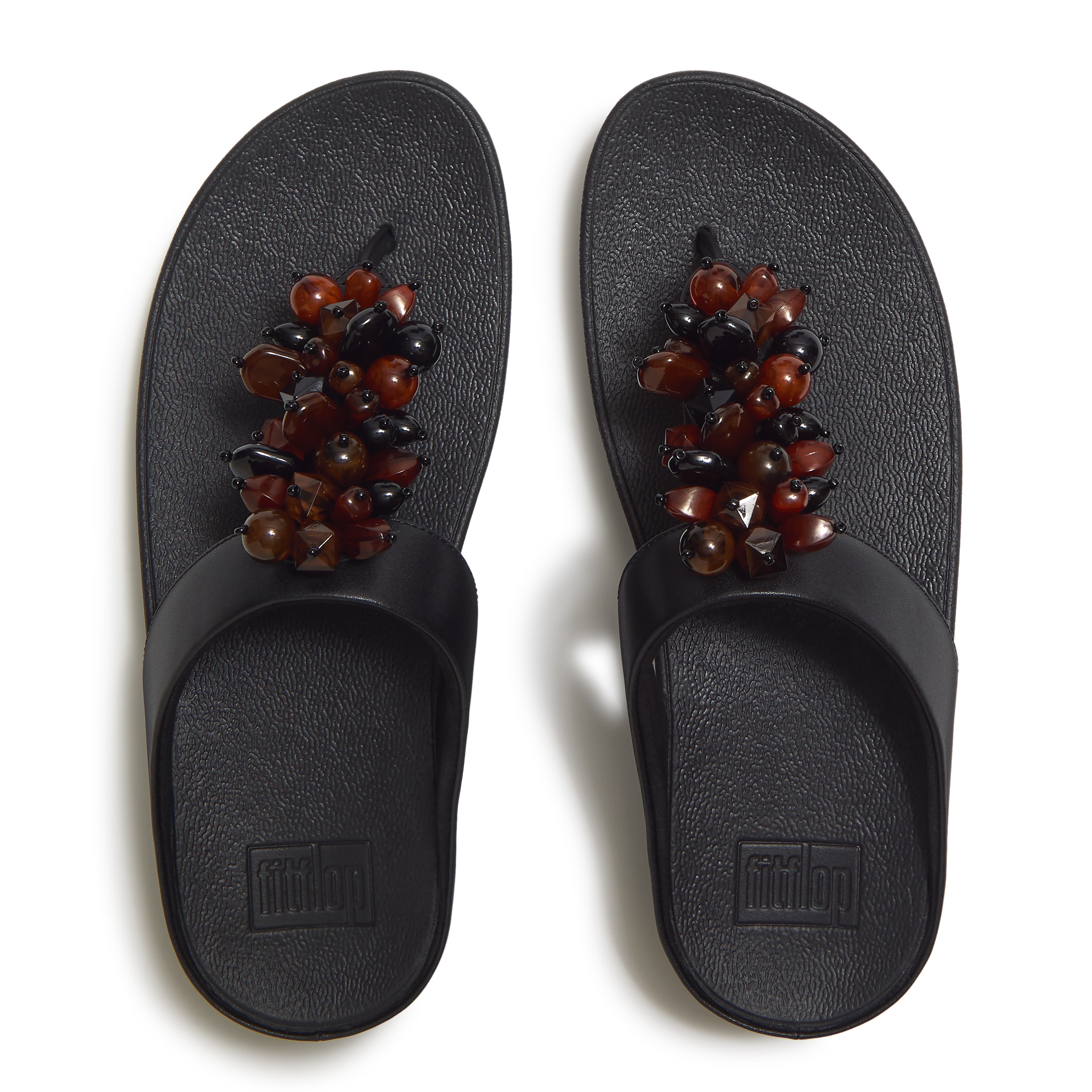 Fino Bead-Cluster Toe-Post, Alternate, color, Black/Brown