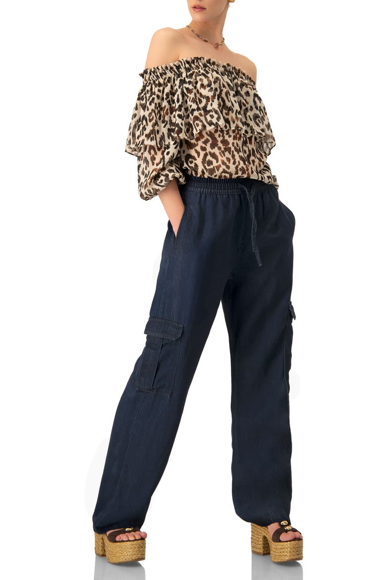 Bardot Animal Print Blouse, Alternate, color, Brown
