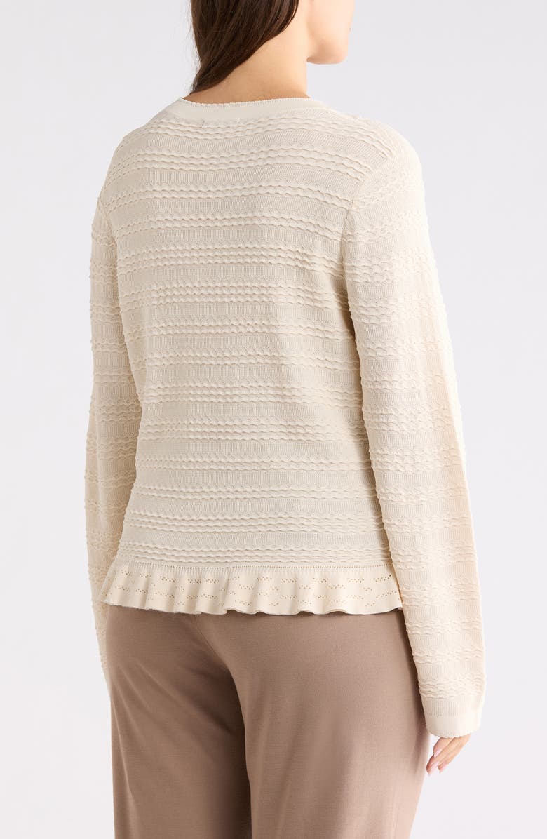 Adrianna Papell Crewneck Button Front Cardigan, Alternate, color, Cream