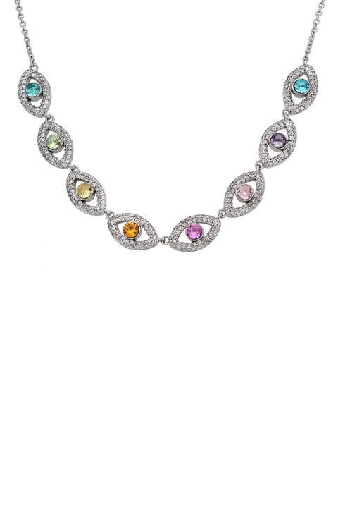 Crystal & CZ Evil Eye Chain Necklace