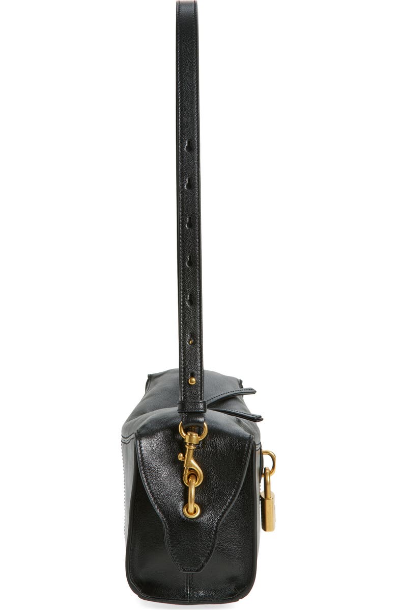 Balmain Pulse Leather Shoulder Bag, Alternate, color, 0Pa Black