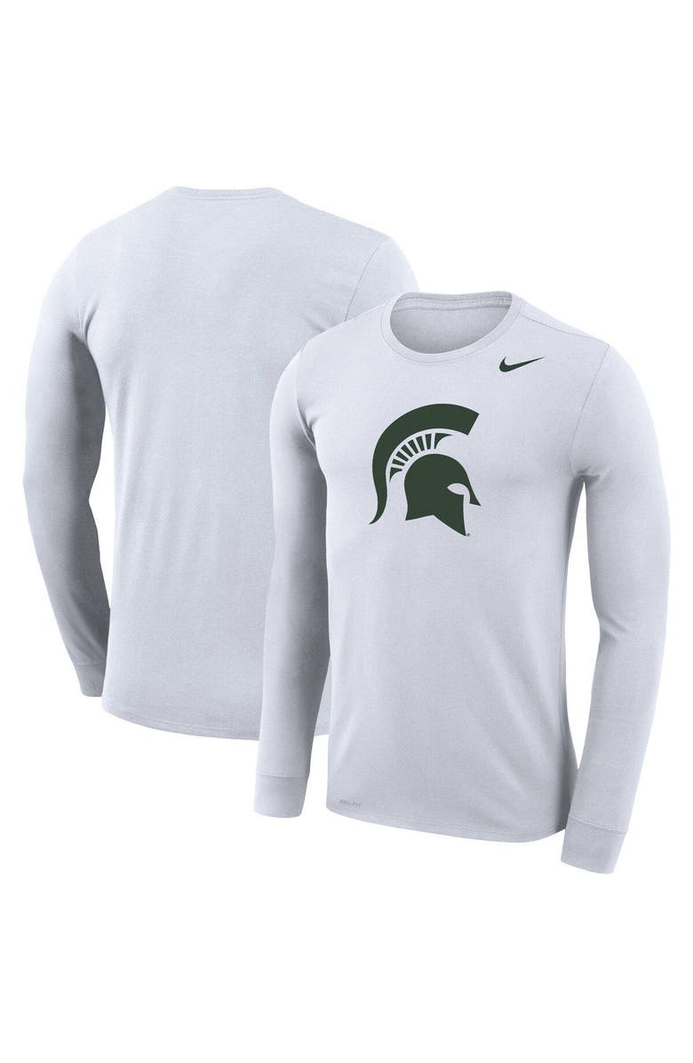 Nike Men's Nike White Michigan State Spartans School Logo Legend Performance Long Sleeve T-Shirt, Alternate, color, 