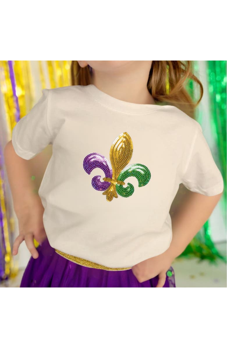 Sweet Wink Mardi Gras Fleur De Lis Patch Short Sleeve T-Shirt, Alternate, color,