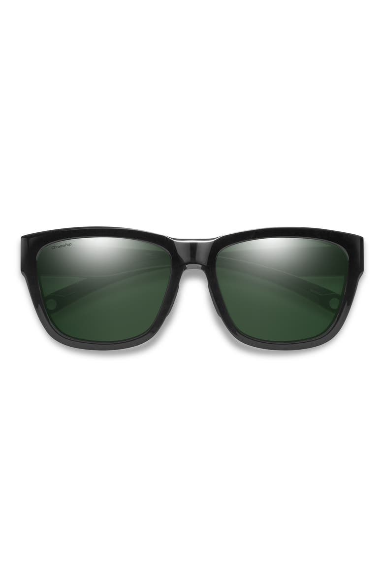 Joya 56mm ChromaPop™ Polarized Square Sunglasses, Main, color, BLACK / CHROMAPOP GRAY GREEN