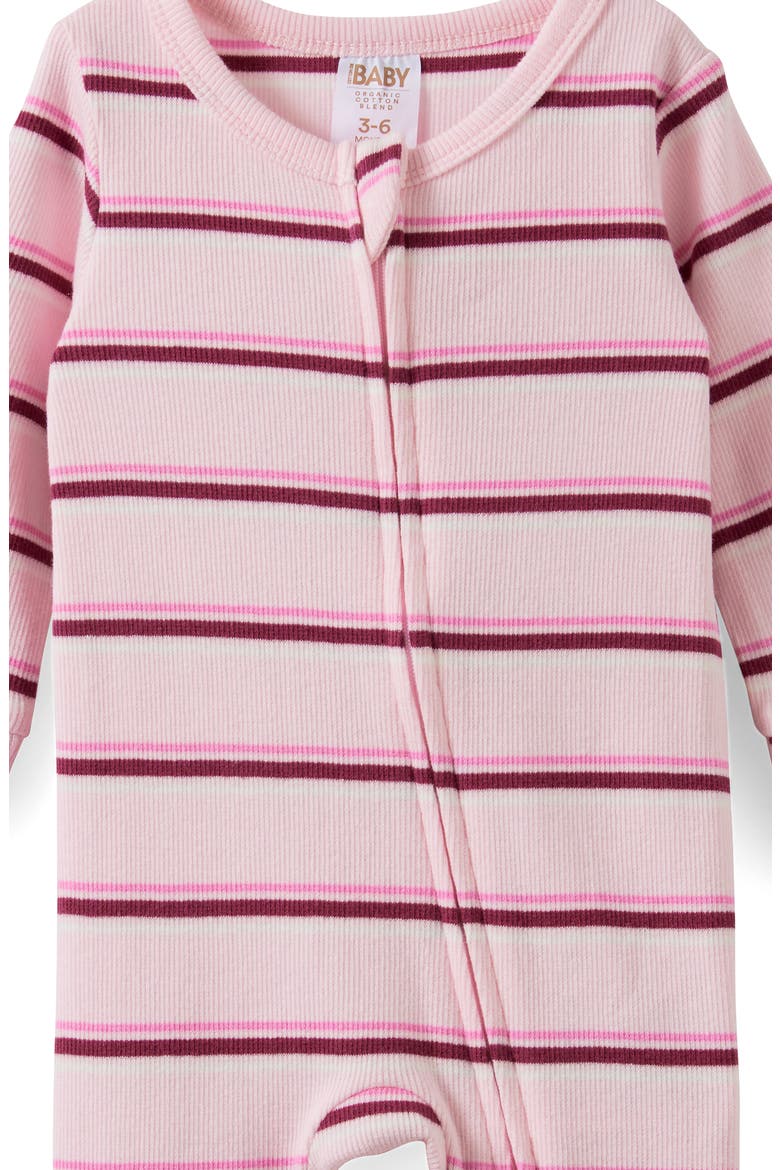 Growie Long Sleeve Zip All In One Romper, Alternate, color, Tea Party Pink Max Stripe