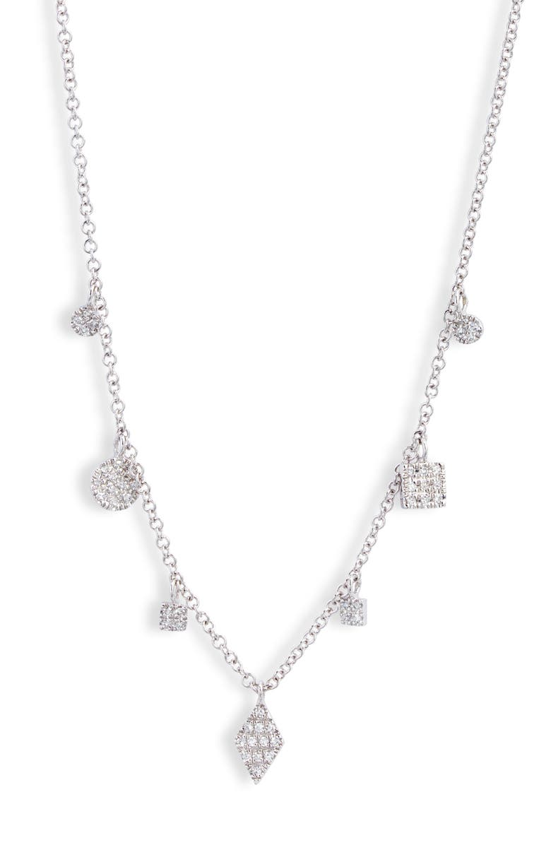 Meira T Diamond Charms Necklace, Main, color, White Gold