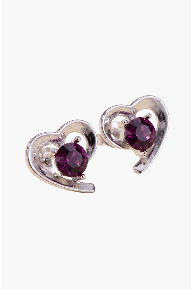 Heart Shaped Elegant Gem Accent Stud Earrings, Alternate, color, Purple
