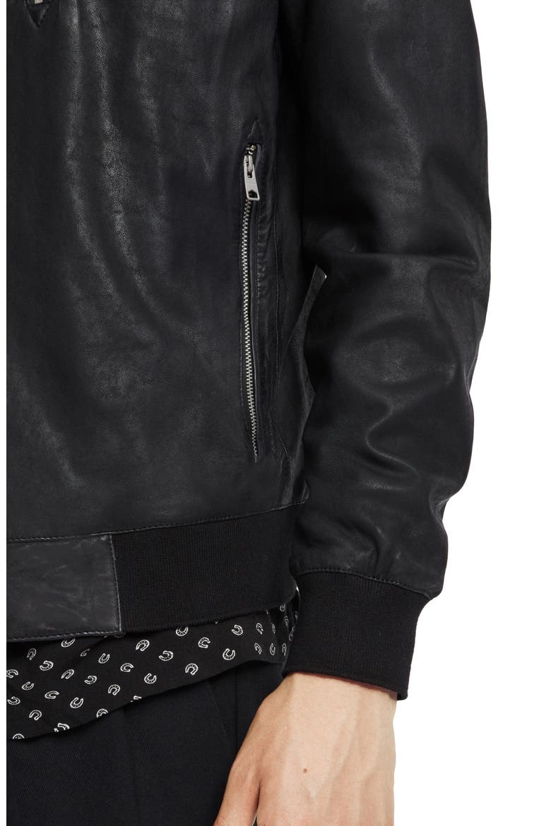 Kino Leather Bomber Jacket, Alternate, color, BLACK
