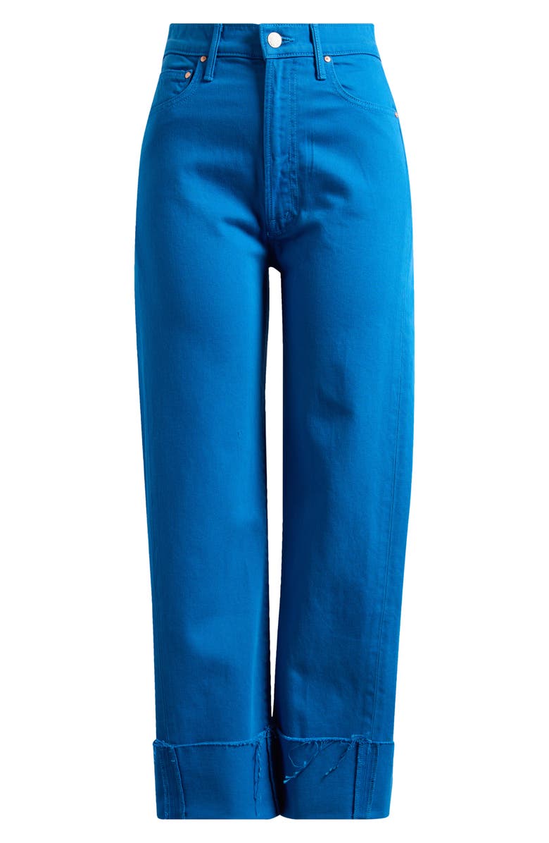 MOTHER The Half Pipe Frayed Cuffed Barrel Leg Jeans, Alternate, color, Mykonos Blue