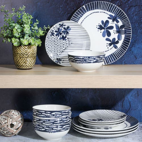 Gibson Home Eliza 12 Piece Ceramic Dinnerware Set In Multi