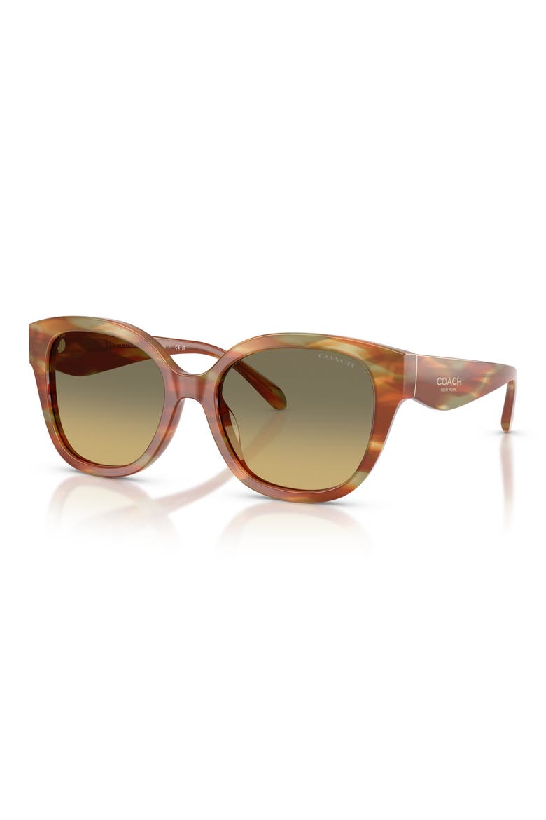 56mm Gradient Square Sunglasses, Alternate, color, STRIATED BARK / MOSS / GREEN