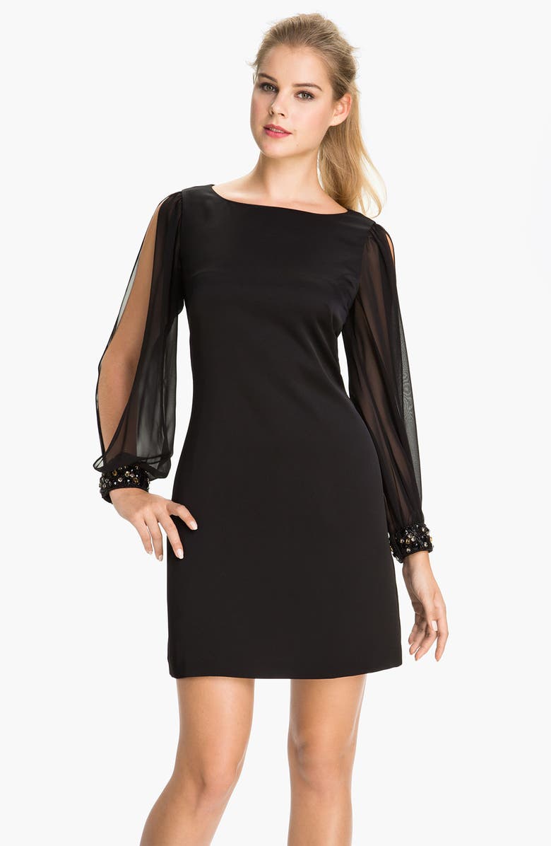 Eliza J Chiffon Split Sleeve Crepe Shift Dress, Main, color, 