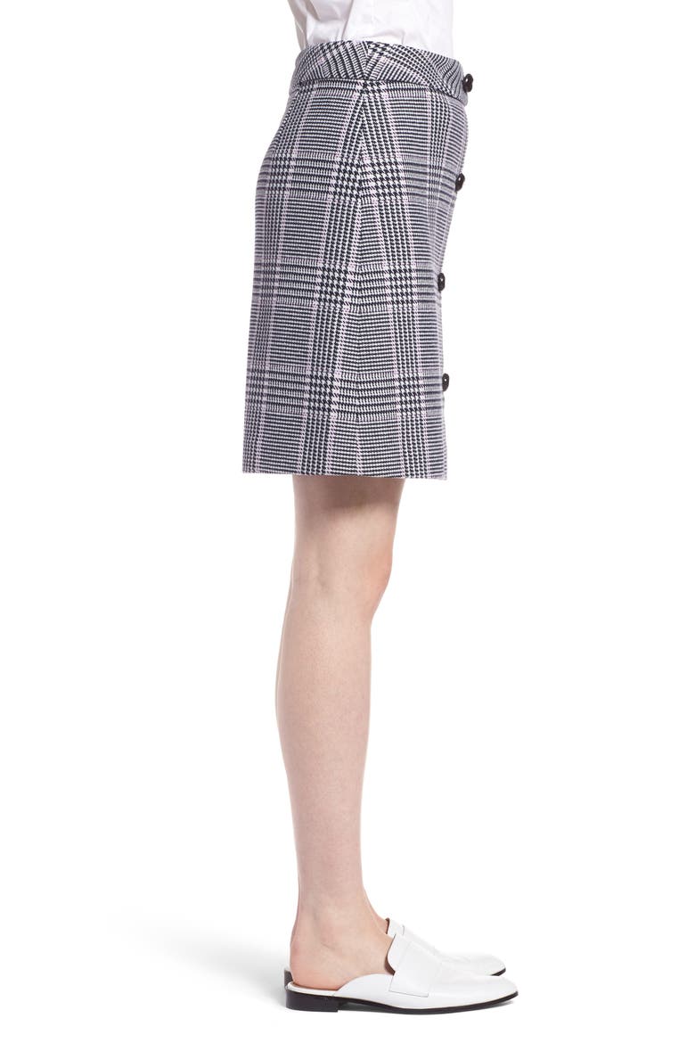 Button Front Plaid Skirt, Alternate, color, NAVY NIGHT HOUNDSTOOTH