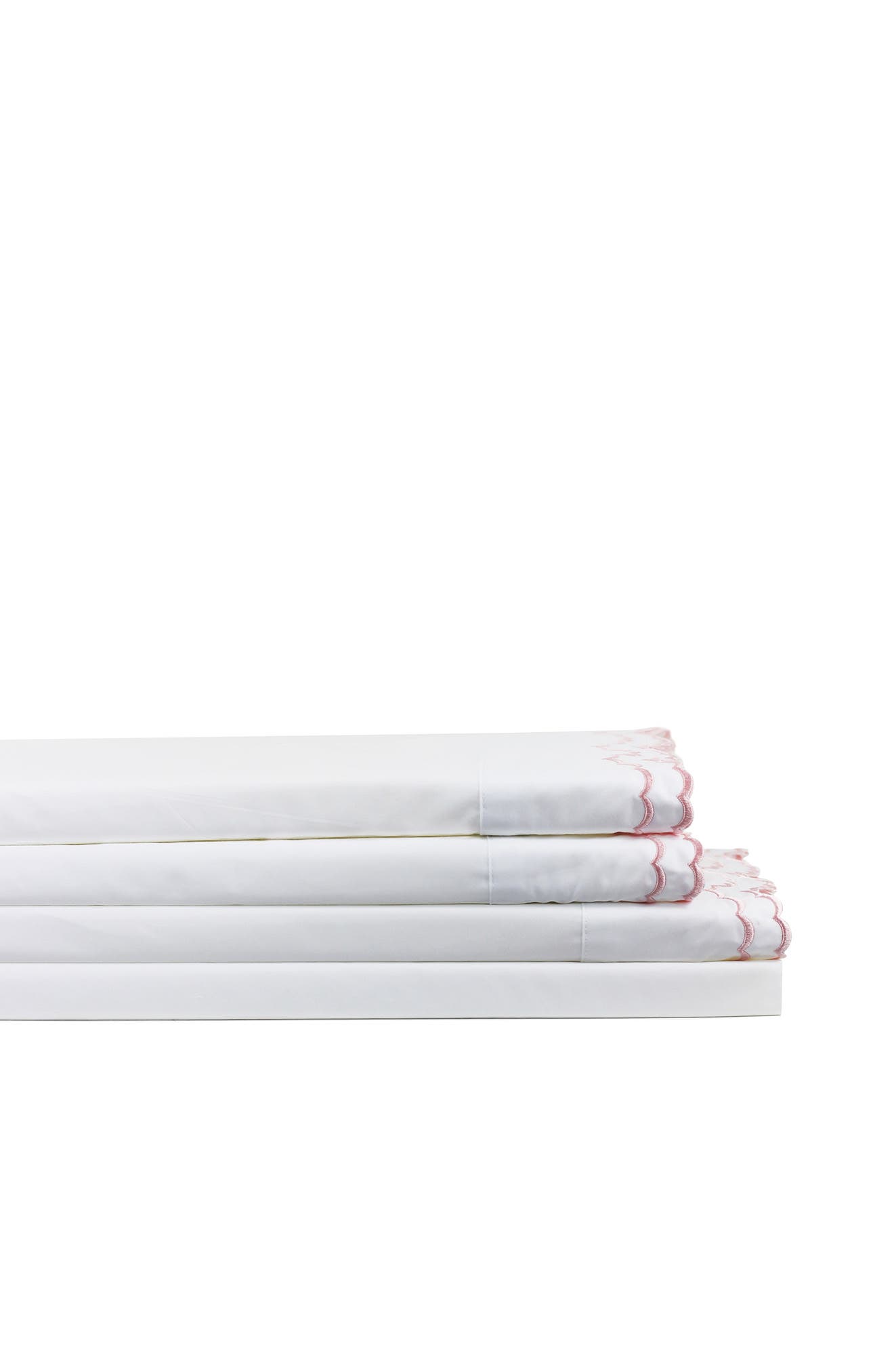 Double Scallop Embroidered 300 Thread Count Cotton Sheet Set