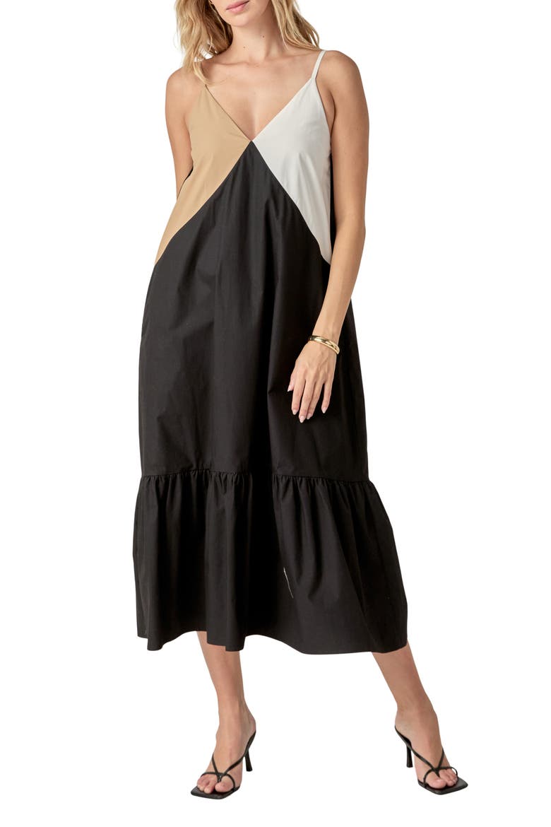 Colorblock Maxi Dress, Main, color, BLACK MULTI